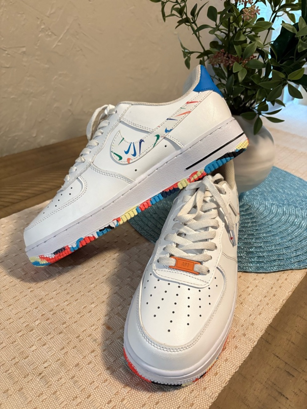 Nike White Low-Top Sneakers with Multicolor Accents
